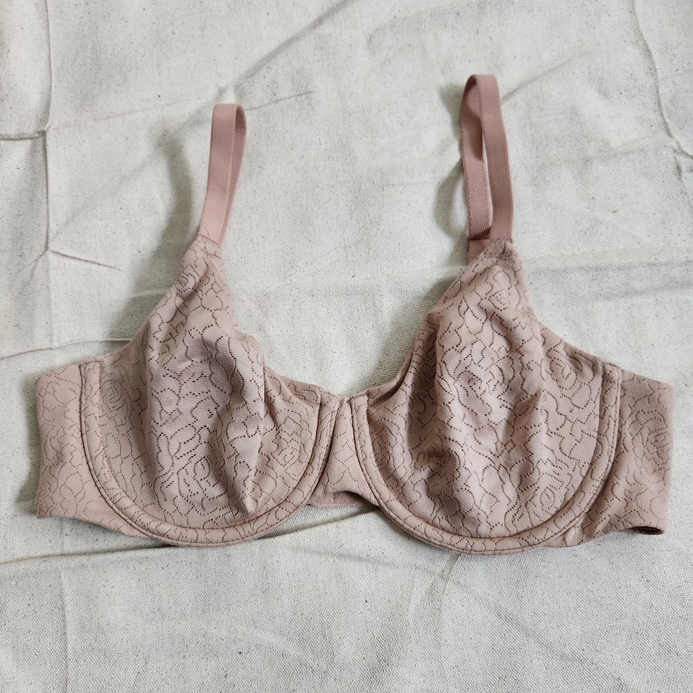 New Wacoal Inside Job Underwire Bra 855345 34C Rose Lace Full Coverage Support